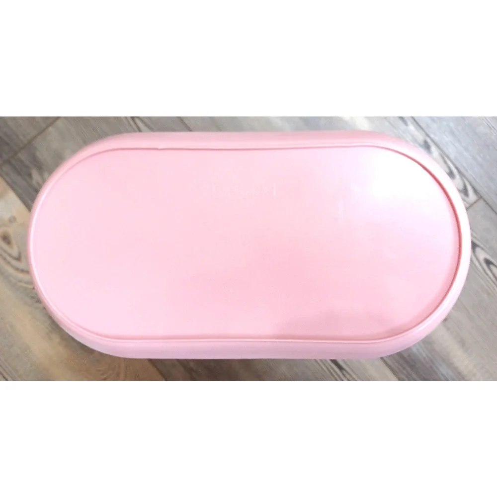VTG Retro Rubbermaid Pink Ribbed Plastic Trash Container Wastebasket 12x7x10 1/2